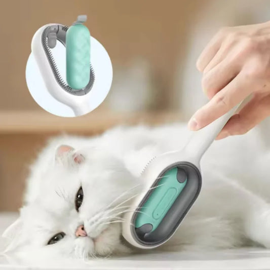 Cepillo de Silicona 2 en 1 para Perros y Gatos | Eliminador de Pelo con Depósito de Agua