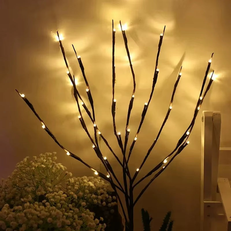 LED White Birch Branch Festive Lights Christmas Tree Branch Fairy Garland Light Party Wedding Decoration Twig Dinner Table Lamp