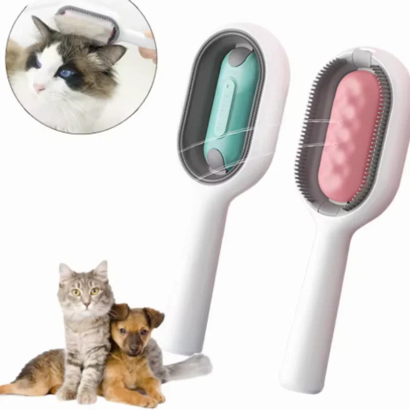 Cepillo de Silicona 2 en 1 para Perros y Gatos | Eliminador de Pelo con Depósito de Agua